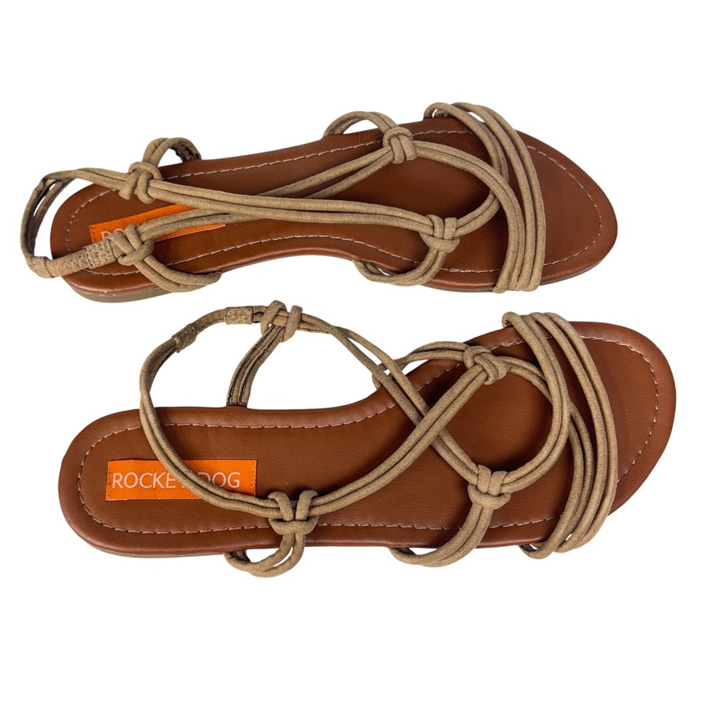Rocket Dog Strappy Sandals Tan Brown Rope Knot Gladiator Boho Women 9.5